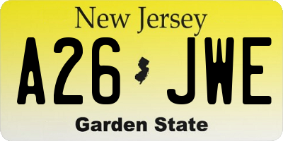 NJ license plate A26JWE