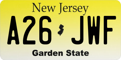 NJ license plate A26JWF