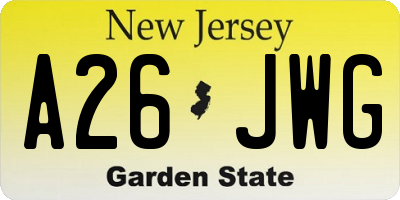 NJ license plate A26JWG