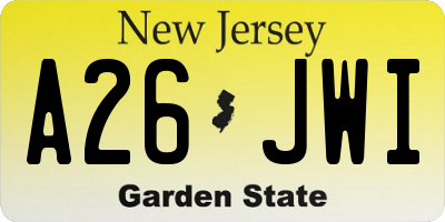 NJ license plate A26JWI