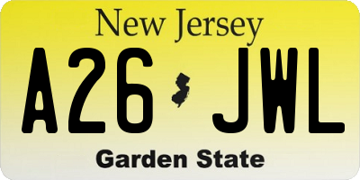 NJ license plate A26JWL