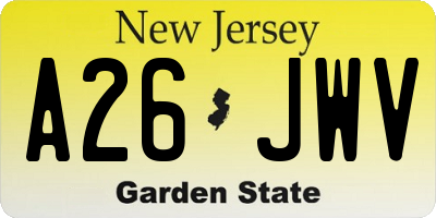 NJ license plate A26JWV