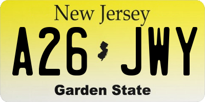 NJ license plate A26JWY