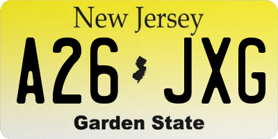 NJ license plate A26JXG