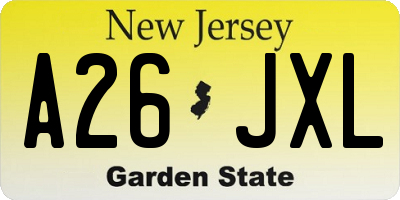 NJ license plate A26JXL