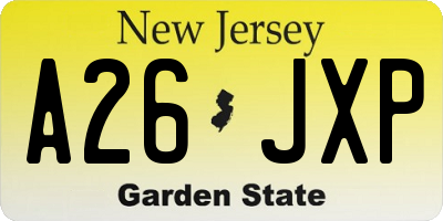 NJ license plate A26JXP