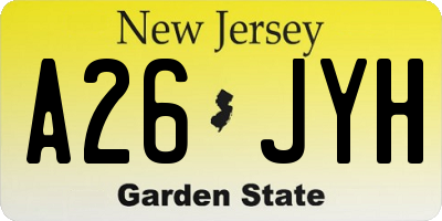 NJ license plate A26JYH