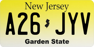 NJ license plate A26JYV