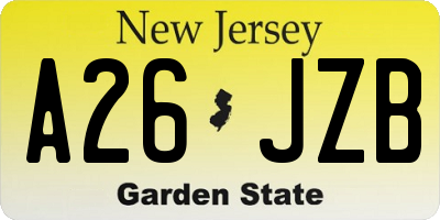 NJ license plate A26JZB