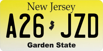 NJ license plate A26JZD