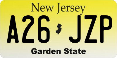 NJ license plate A26JZP