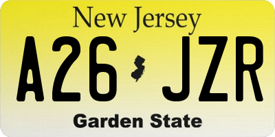 NJ license plate A26JZR