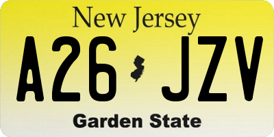 NJ license plate A26JZV