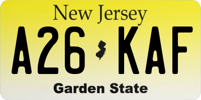 NJ license plate A26KAF