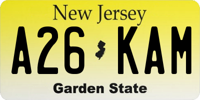 NJ license plate A26KAM