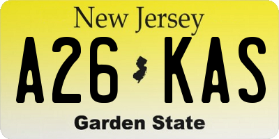 NJ license plate A26KAS