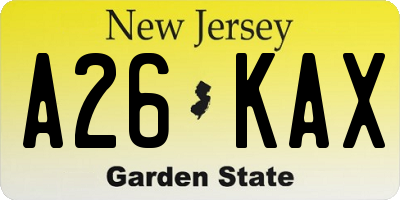 NJ license plate A26KAX