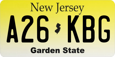NJ license plate A26KBG