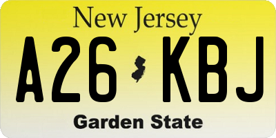 NJ license plate A26KBJ