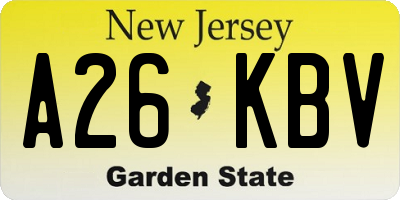 NJ license plate A26KBV