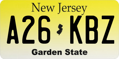 NJ license plate A26KBZ