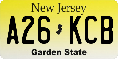 NJ license plate A26KCB