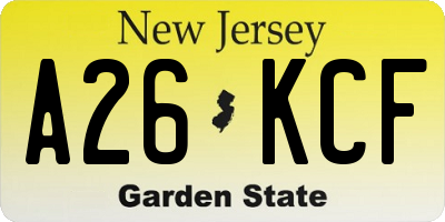NJ license plate A26KCF