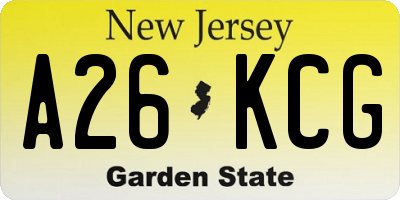 NJ license plate A26KCG