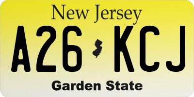 NJ license plate A26KCJ