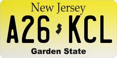 NJ license plate A26KCL