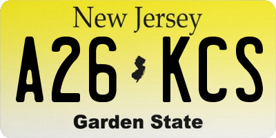 NJ license plate A26KCS