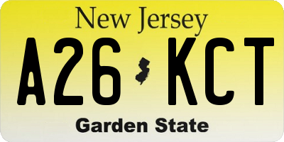 NJ license plate A26KCT