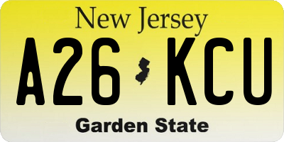 NJ license plate A26KCU