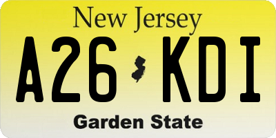 NJ license plate A26KDI