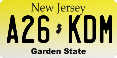NJ license plate A26KDM