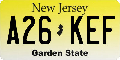 NJ license plate A26KEF