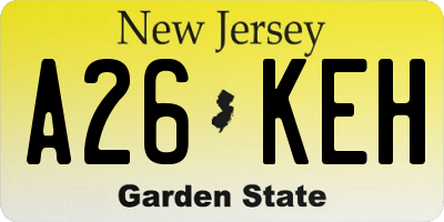 NJ license plate A26KEH