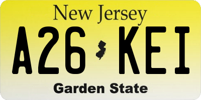 NJ license plate A26KEI