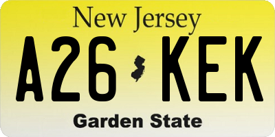 NJ license plate A26KEK