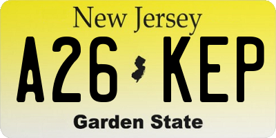 NJ license plate A26KEP