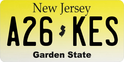 NJ license plate A26KES