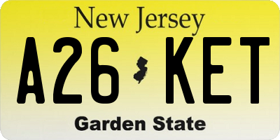 NJ license plate A26KET