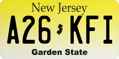 NJ license plate A26KFI