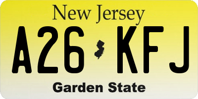 NJ license plate A26KFJ