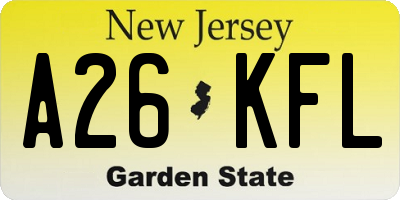 NJ license plate A26KFL