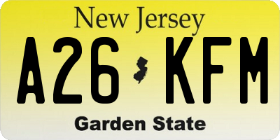 NJ license plate A26KFM