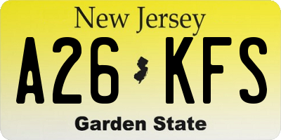 NJ license plate A26KFS