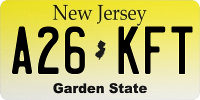 NJ license plate A26KFT