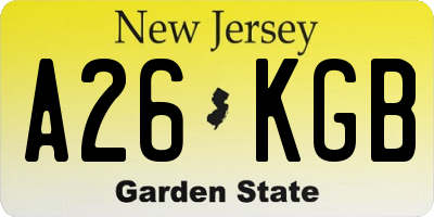 NJ license plate A26KGB