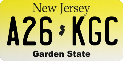 NJ license plate A26KGC